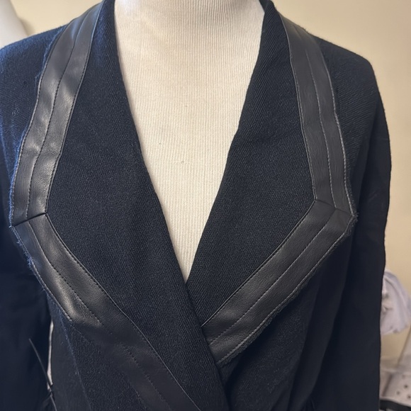 Sioni Black Sweater Blazer with Faux Leather Trim, new - Picture 2 of 10